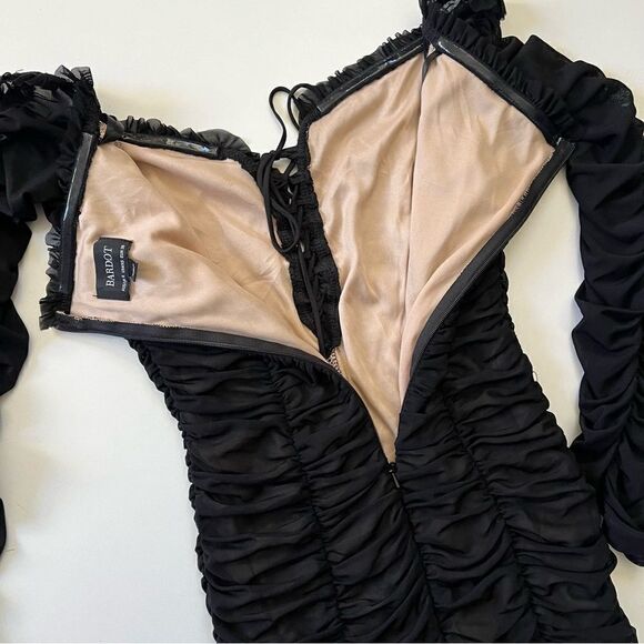 Bardot Ruched Mini Dress Long Sleeve XS - Picture 7 of 10